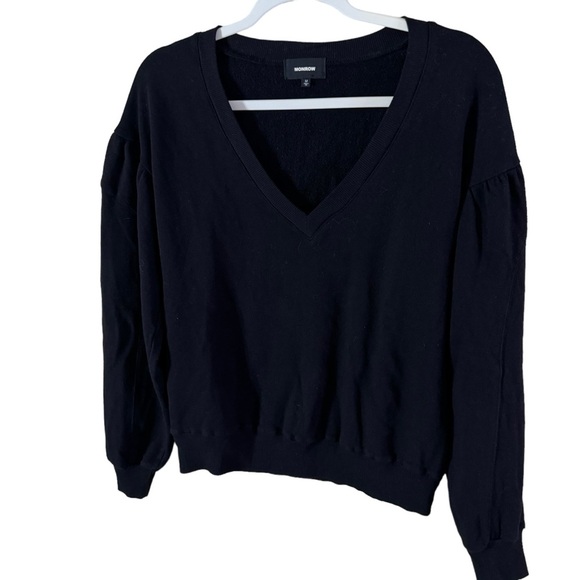 Monrow 100% Cotton Supersoft V-Neck Sweatshirt - Picture 2 of 5